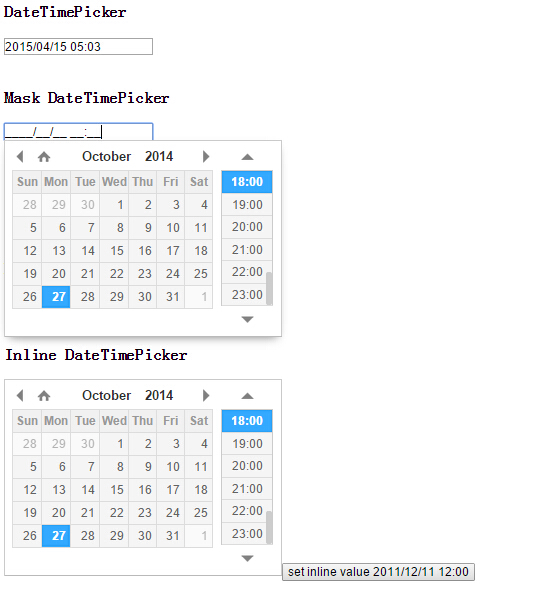 jQuery日期和时间插件DateTimePicker