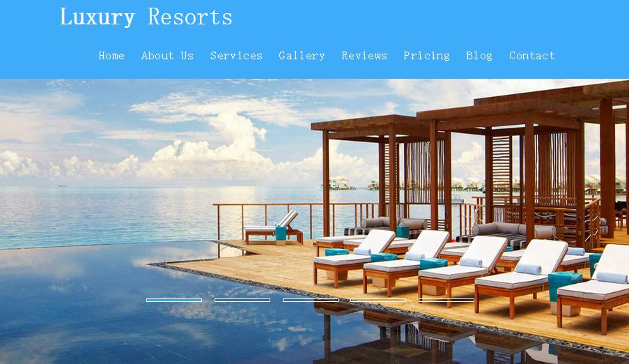 蓝色的响应式度假酒店展示模板html下载