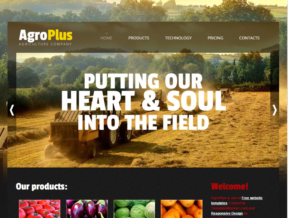 黑色的田园农业生产网站模板html下载
