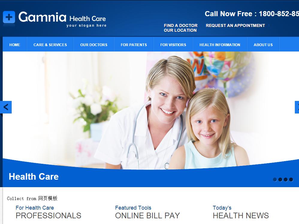 蓝色医疗保健网站模板html下载