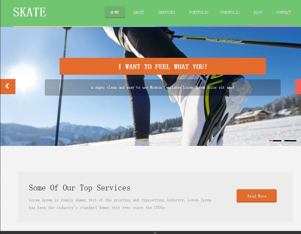 绿色的响应式滑雪场网站模板html下载