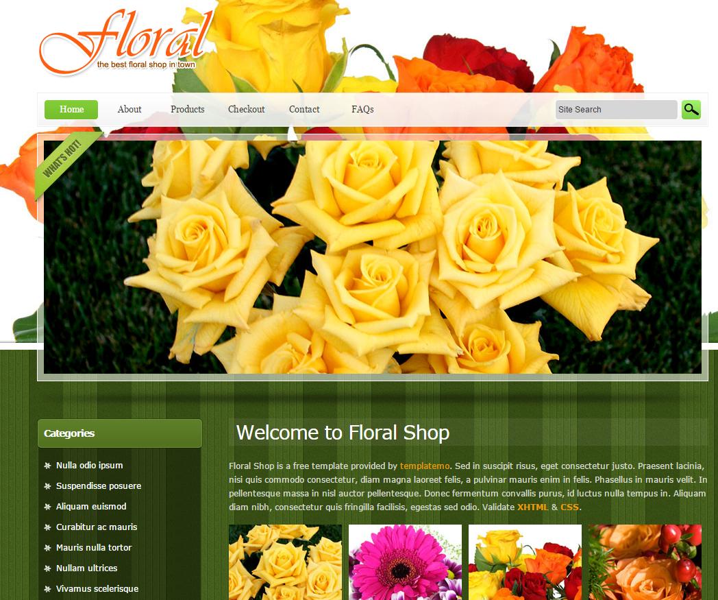 绿色鲜花店商城网页HTML