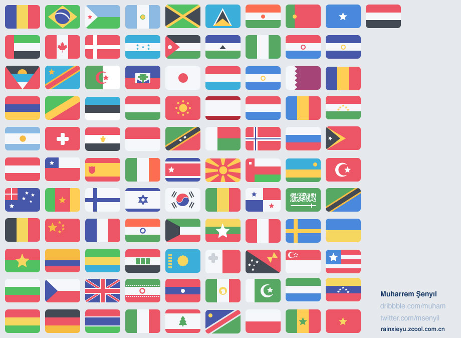 100国旗PSD图标