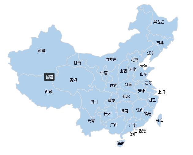 jquery map绘制中国地图显示各个地区分布排行榜
